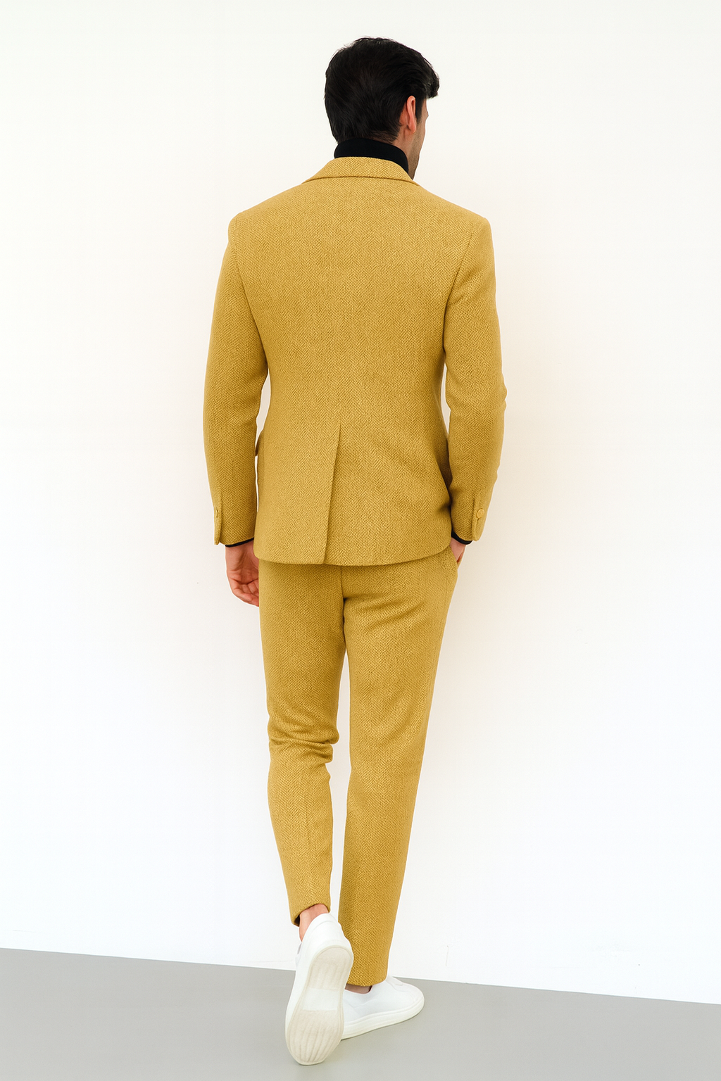Men's Gold Double Breasted Suit - Classic 1920s Camel Color Formal Slim Fit Suit
