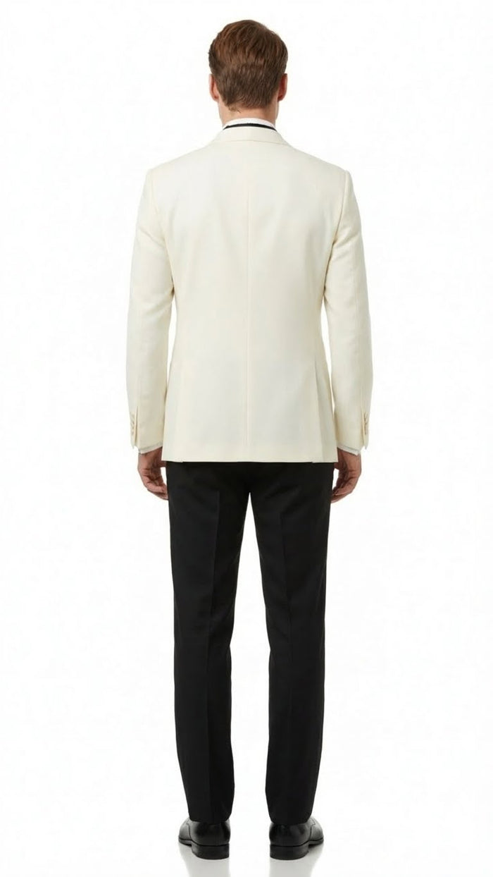 Mens Ivory Double-Breasted Shawl Lapel Tuxedo Jacket | Premium Formal Dinner Jacket for Weddings and Black-Tie Events