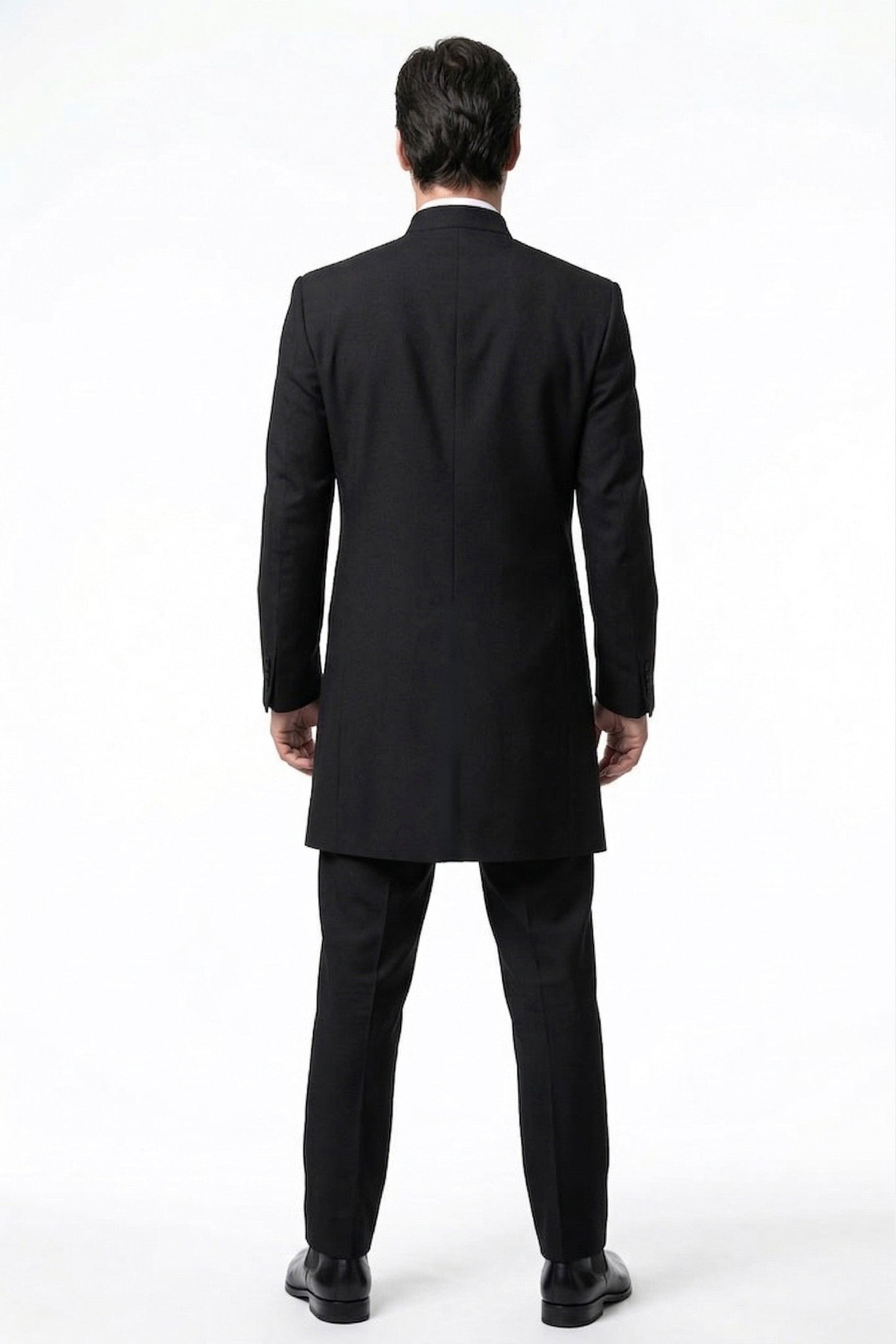 Men’s Black Coat Matrix Keanu Reeves Inspired Long Coat – Classic Mandarin Collar Formal Overcoat, Stylish Winter Trench Coat, Neo Style Jacket