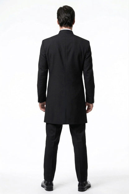 Men’s Black Coat Matrix Keanu Reeves Inspired Long Coat – Classic Mandarin Collar Formal Overcoat, Stylish Winter Trench Coat, Neo Style Jacket