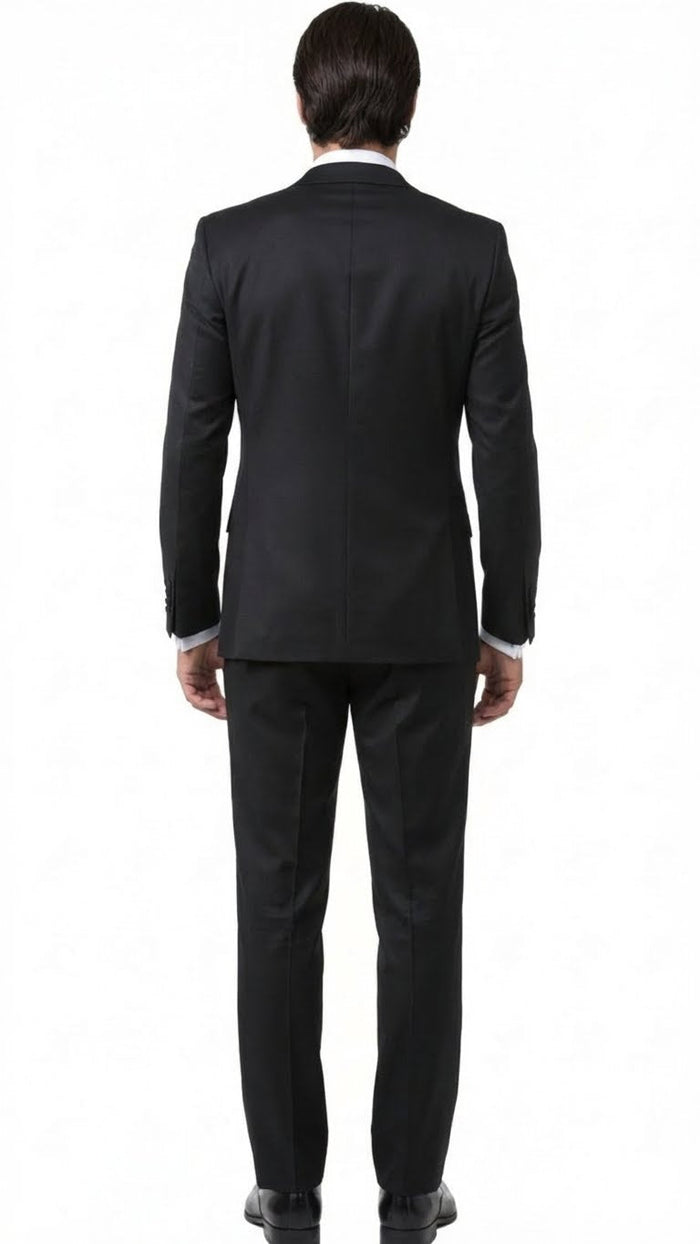 Mens Black and White Lapel Prom Tuxedo Suit  Black Vest  Black Pants Peak Lapel