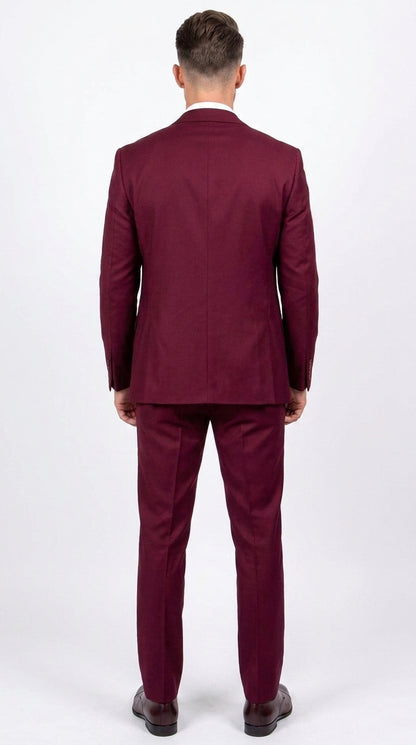 Men’s Stacy Adams Brand Burgundy 3 Piece Suit – Two Button Vested Style church wedding Modern Fit Suit