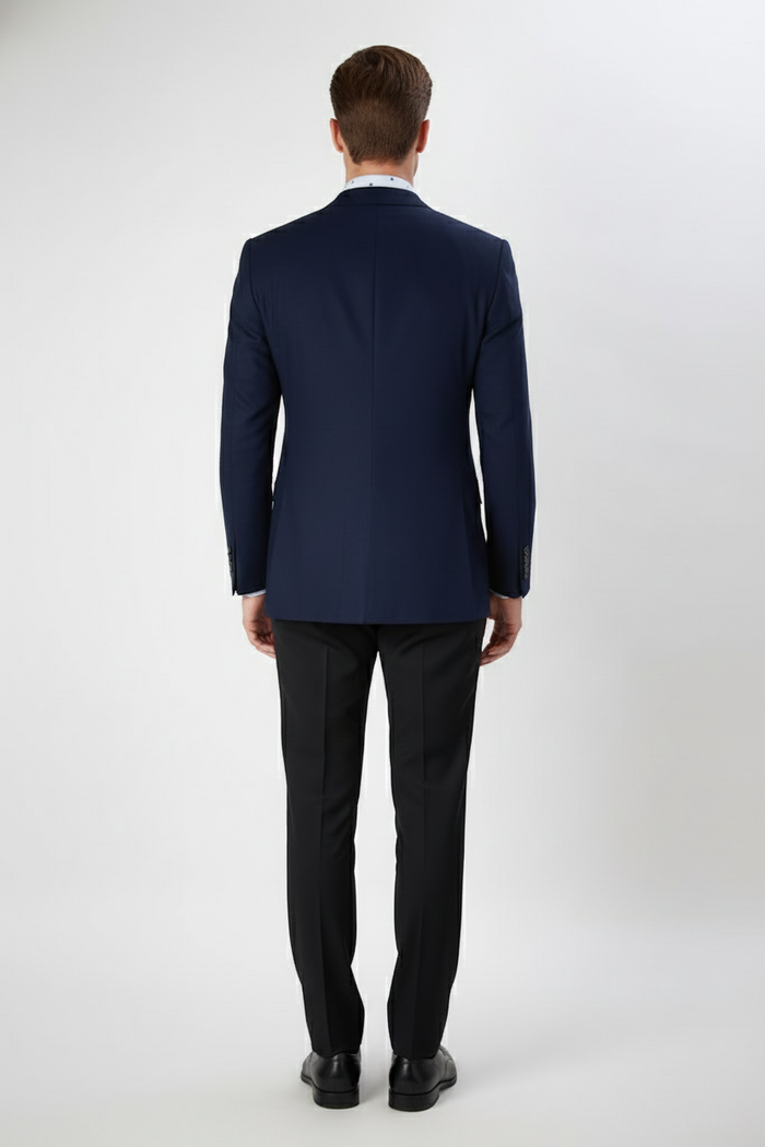 Mens Navy Blue Double-Breasted Blazer - Suit Jacket  Premium Tailored Fit Formal Wedding and Business Sport Coat