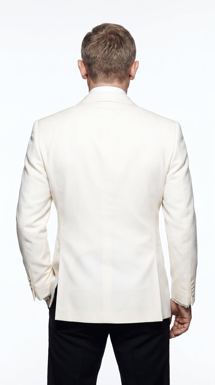 Men’s James Bond Style Ivory Dinner Jacket, Off White Cream Tuxedo Blazer for Wedding, Prom and Black Tie Events