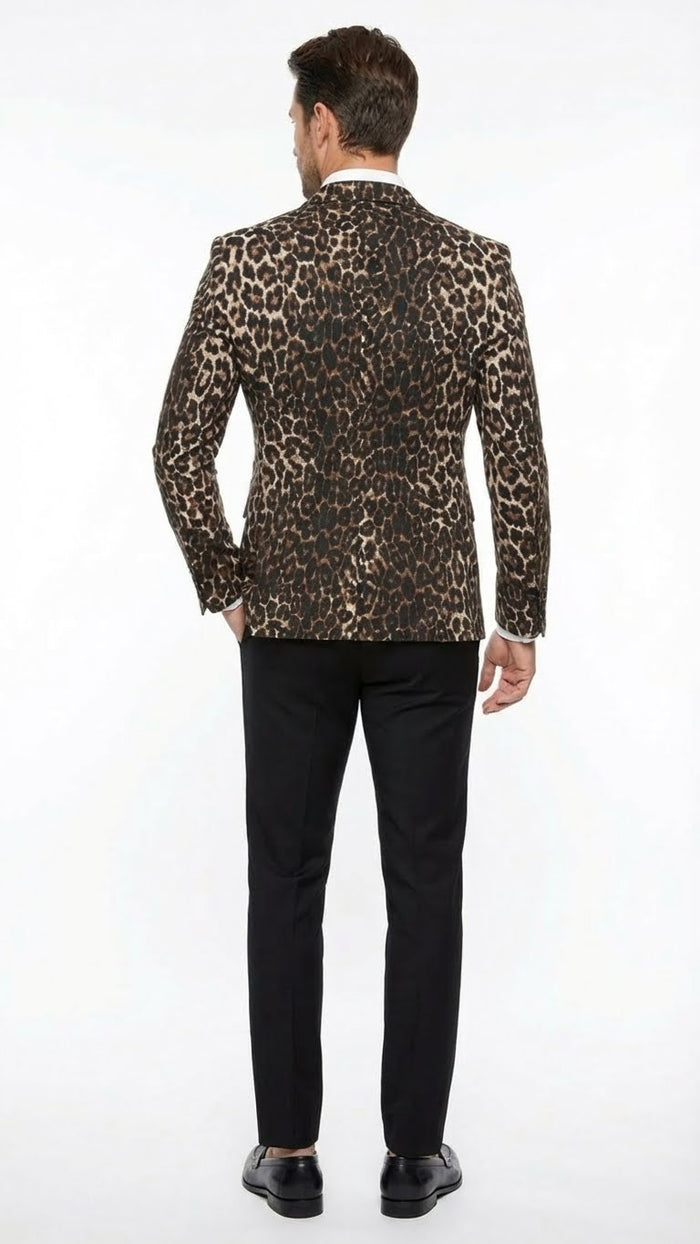 Men's Leopard Print Blazer - Slim Fit Statement Jacket for Evening, Party, and Fashion Wear