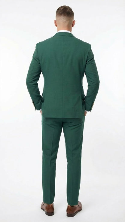 Vitali Brand Men’s Emerald Green Double Breasted Suit – Modern Fit Side Vented