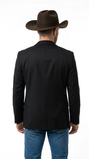 Men’s Black Western Blazer – Peak Lapel Cowboy Jacket Sport Coat