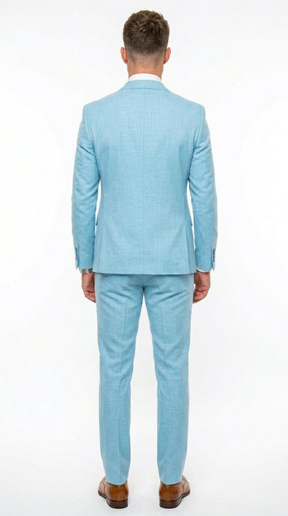 Men’s Turquoise Light blue Suit, Vested Formal Dress Suit for Weddings, Prom, Summer Parties, and Special Occasions in Aqua Blue Color By Rossiman