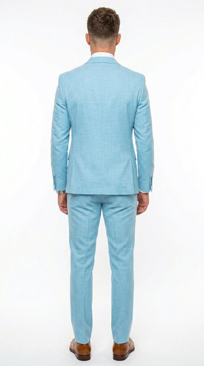 Men’s Turquoise Light blue Suit, Vested Formal Dress Suit for Weddings, Prom, Summer Parties, and Special Occasions in Aqua Blue Color By Rossiman