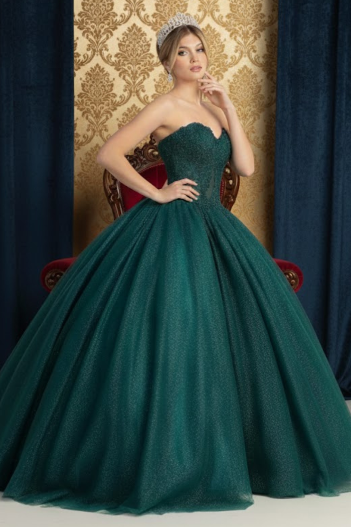 Quinceanera Dress Ball Gown Bolero Glitter Style