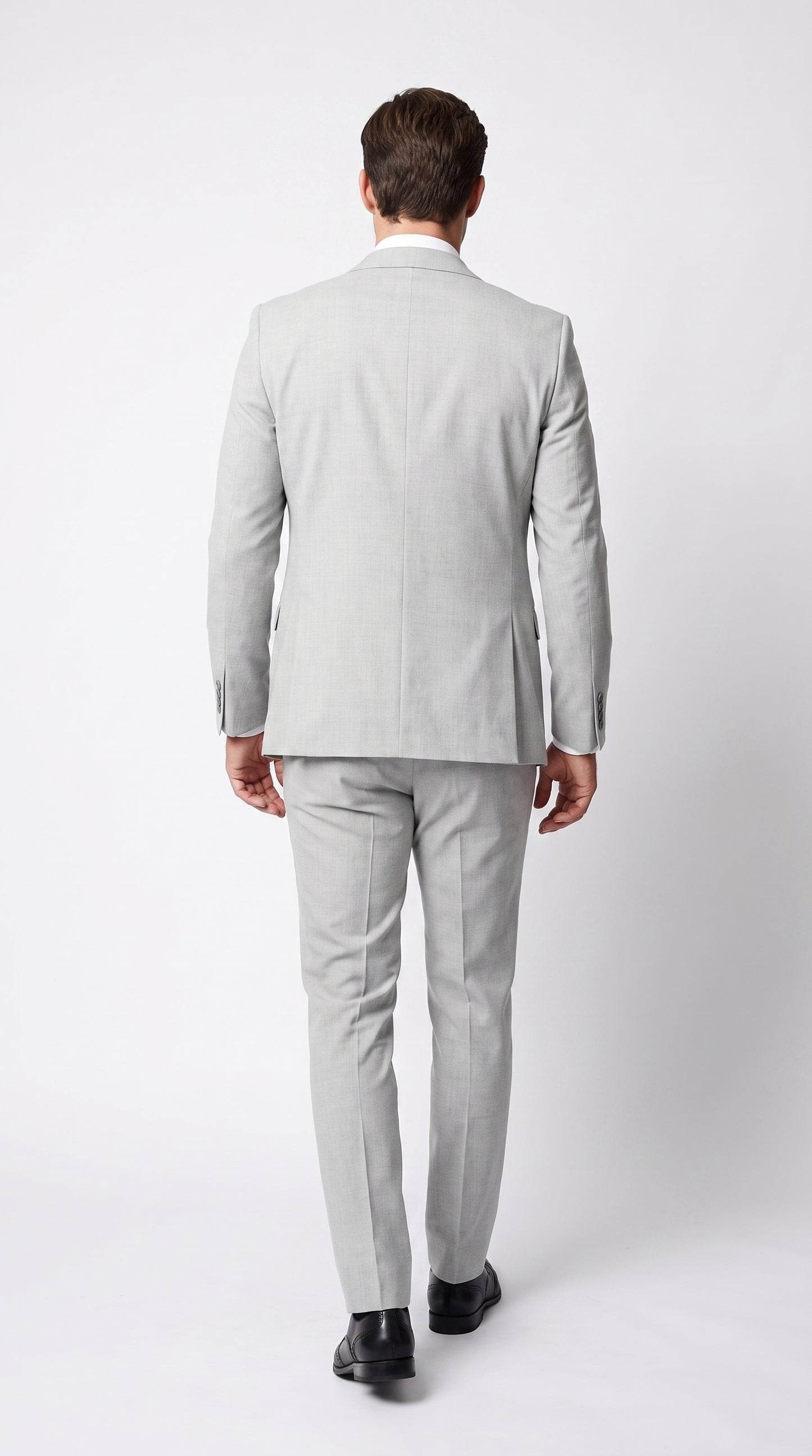 Men’s Silver & Navy Blue 3-Piece Suit – Wedding, Business and Formal Suit with Free Matching Tie