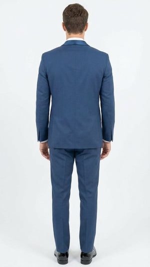 Men’s Indigo Sapphire Royal Blue Tuxedo Suit Set, Classic Formal Wedding Prom Dinner Jacket Tux Light Blue Cobalt Color