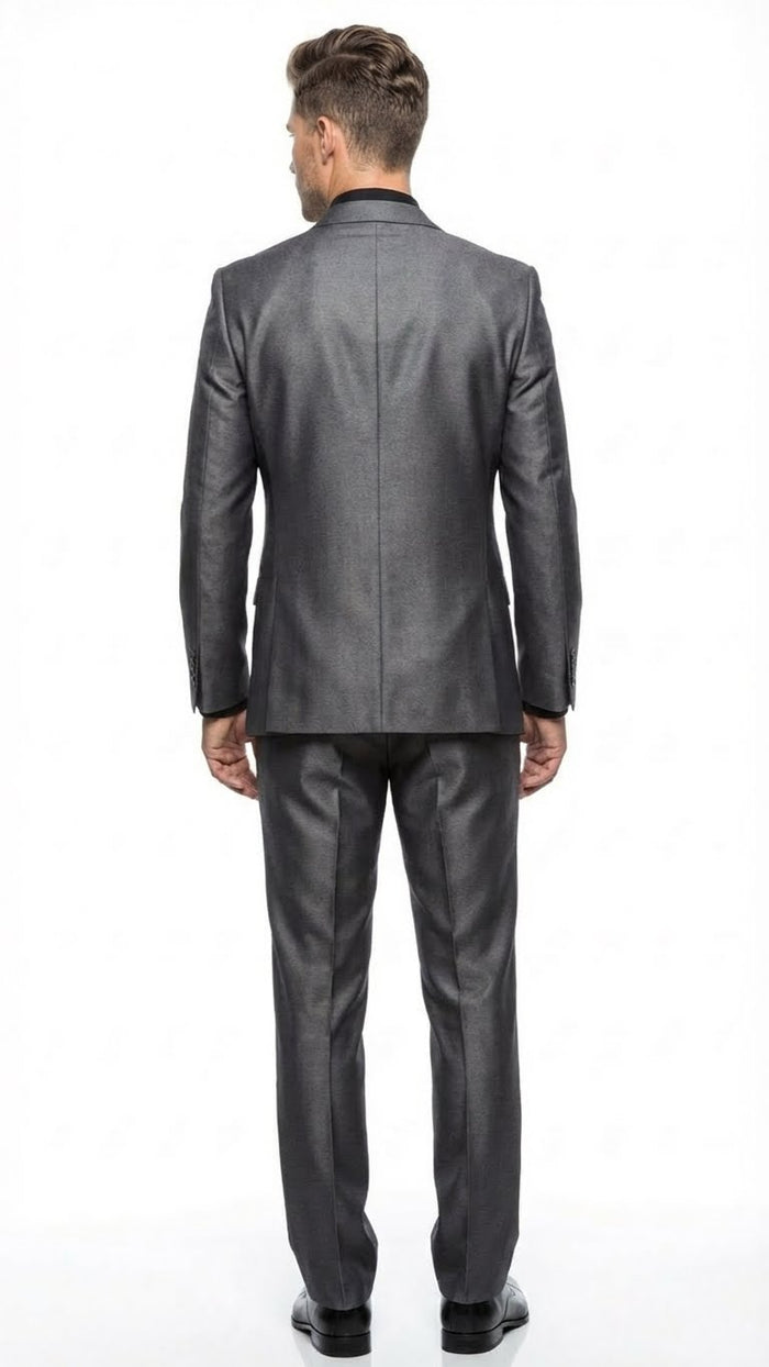 Men's Charcoal Gray Suit With Sheen -  | Shiny Texture Fabric Three Piece Wedding and Party Business