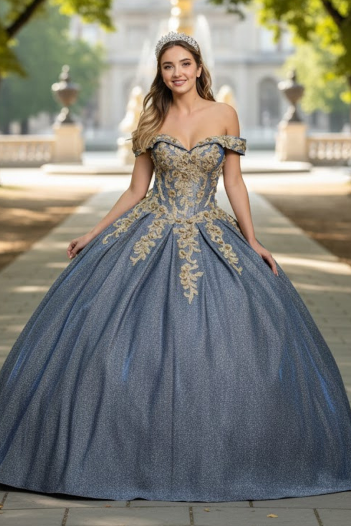Plus Size Ball Gown in Black/Gold | Formal Quinceanera Dress