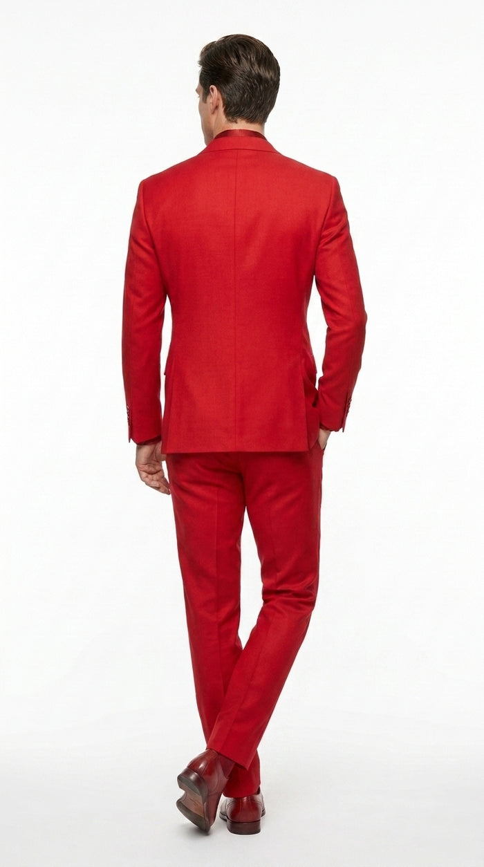 Men’s Red Double Breasted Suit – Peak Lapel Wedding, Prom & Formal Party Suit