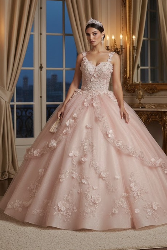 Plus Size Ball Gown in Rose Gold | Formal Quinceanera Dress