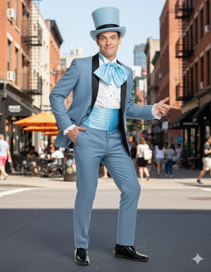 Dumb and Dumber Light Blue Tuxedo Costume for Men with Matching Top Hat  Classic 90s Party and Halloween Suit