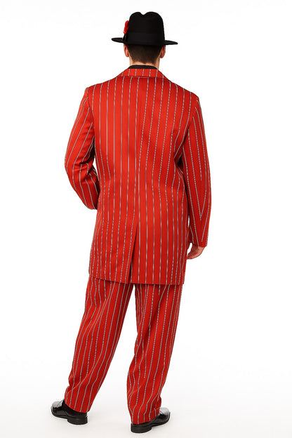 Mens Red Pinstripe Zoot Suit  1920s Gangster Pimp Style with Long Jacket & Matching Hat