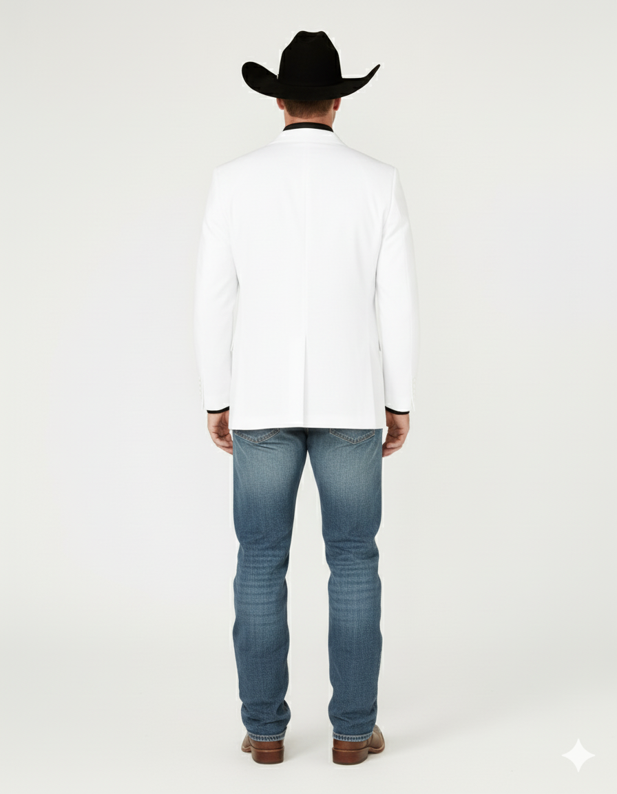Mens White Western Blazer  Classic Cowboy Style Sport Coat for Formal - Cowboy Jacket