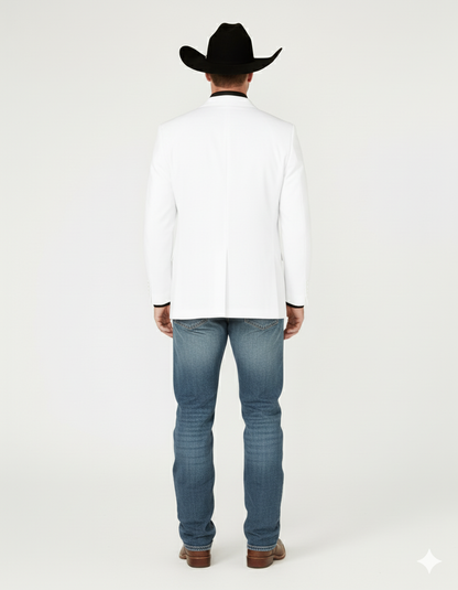 Mens White Western Blazer  Classic Cowboy Style Sport Coat for Formal - Cowboy Jacket
