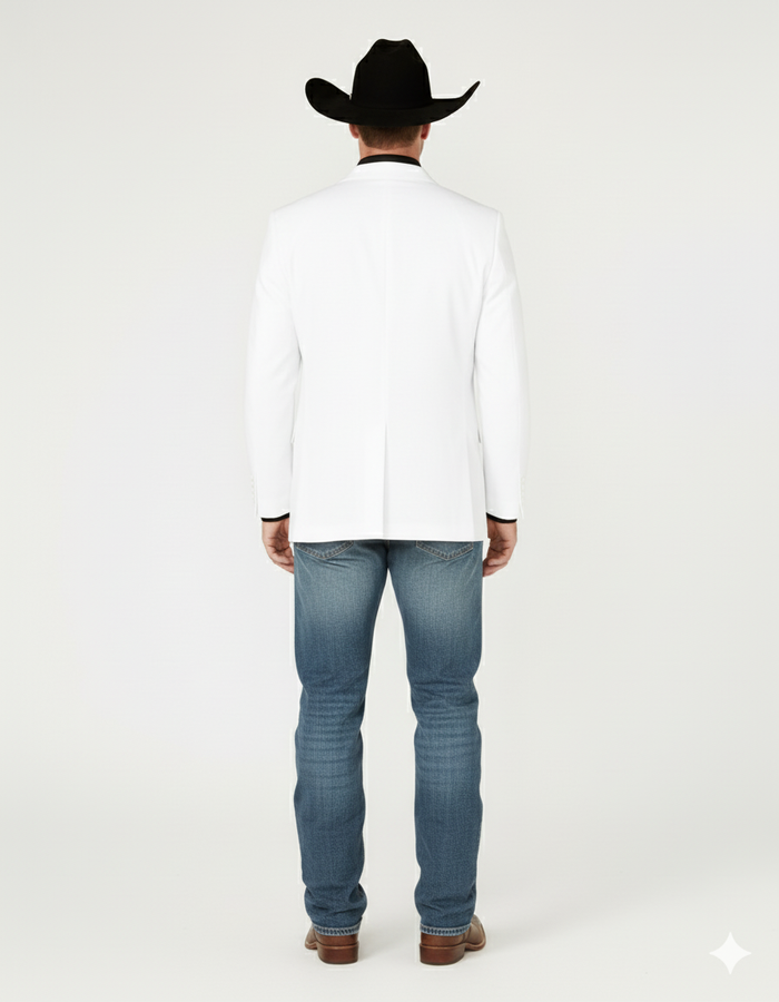 Mens White Western Blazer  Classic Cowboy Style Sport Coat for Formal - Cowboy Jacket