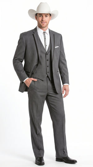 Men’s Dark Gray Western Sport Coat with Two Button Front, Notch Lapel Designer Blazer Jacket