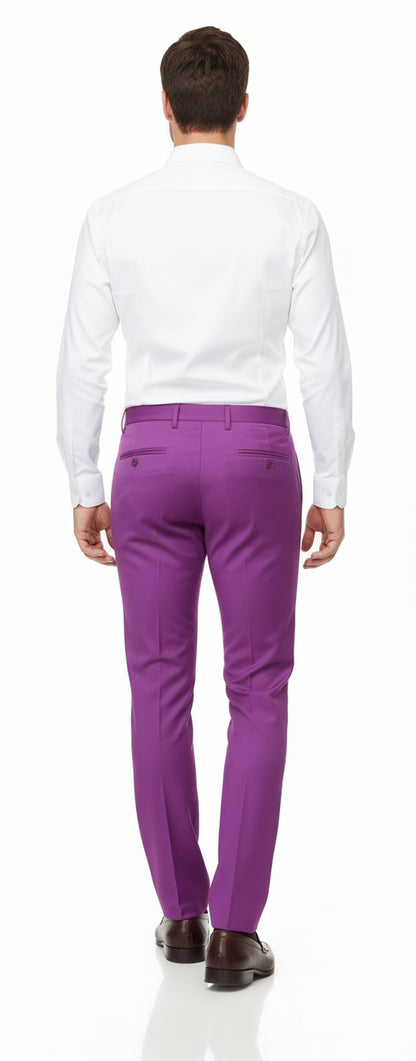 Mens Slim Fit Light Purple Dress Pants  Modern Formal Trousers for Business, Weddings and Parties