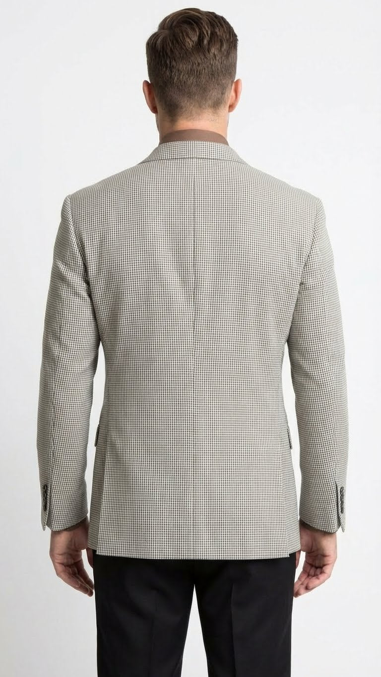 Men’s Black and White Houndstooth Blazer Jacket, Classic Formal Sport Coat for Business, Wedding and Dress Wear