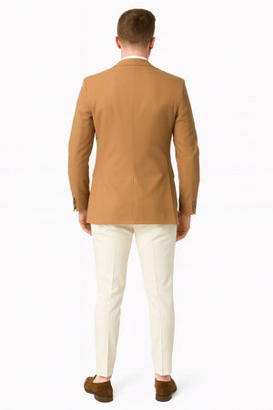 Mens Camel Brown Rustish Two-Button Classic Fit Sport Coat  Modern Blazer for Business and Special Occasions
