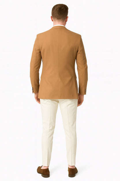 Mens Camel Brown Rustish Two-Button Classic Fit Sport Coat  Modern Blazer for Business and Special Occasions