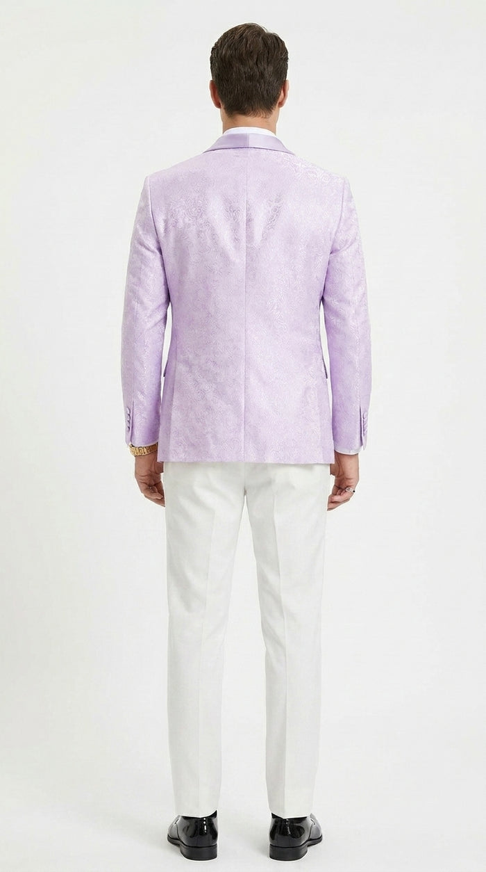 Men’s Lavender Paisley Prom Tuxedo Jacket, Lavender Wedding Formal Blazer