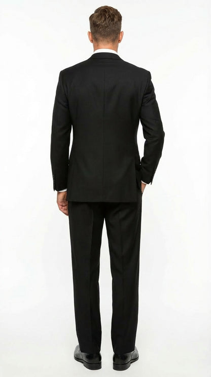 Tiglio Mens Black 3 Piece Suit – Single Button Classic Fit Pleated Wide Leg Pants Formal Business Church Suit - 100% Wool