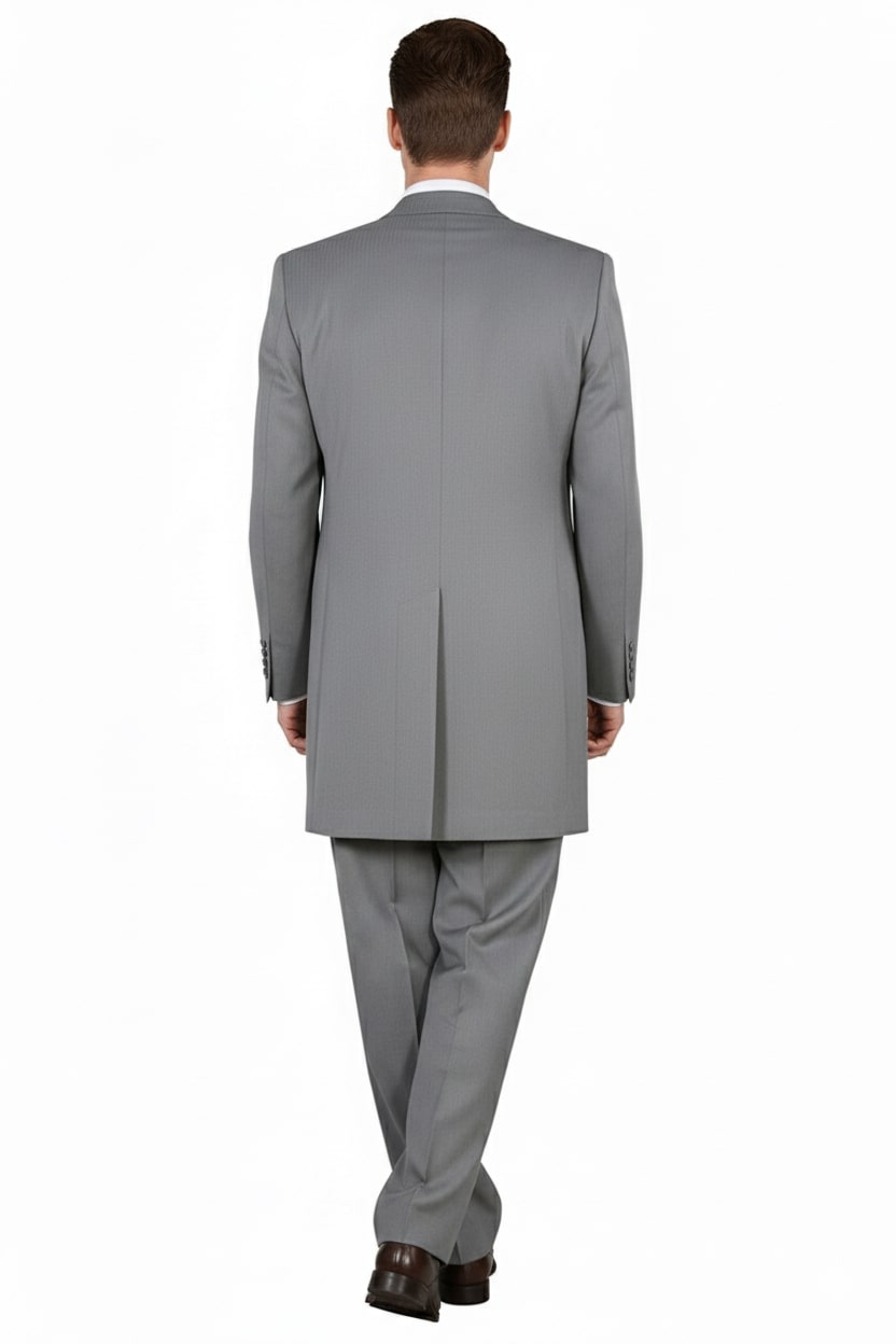 Mens Zoot Suit - Light Gray 3-Piece Suit with Vest  Classic Business and Wedding Formal Wear - 1920s Fashion