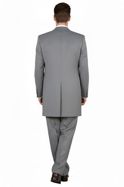 Mens Zoot Suit - Light Gray 3-Piece Suit with Vest  Classic Business and Wedding Formal Wear - 1920s Fashion