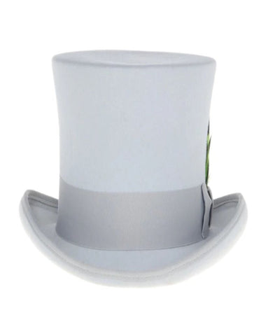 Victorian Steampunk Top Hat - 1800 19th Century - Dressy Loden Felt Top Light Grey Wool Hat