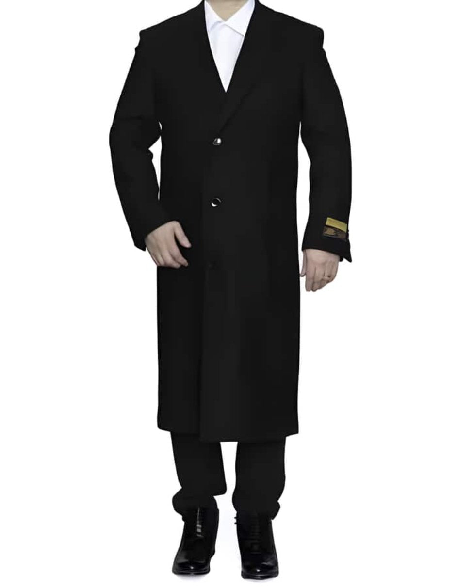 ankle length dress coat 3 Button Black Wool Top Coat/Overcoat Wool Color