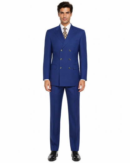 3 Piece Classic Fit Suit Double Breasted Suits Windowpane Plaid Suit Classic Fit, Sharp Cut, 6 Buttons