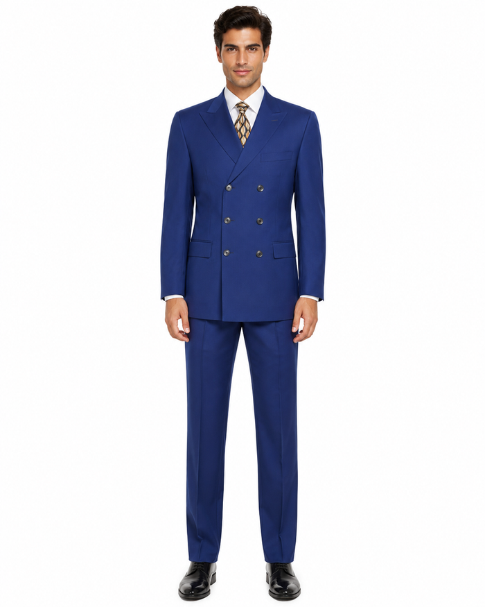 3 Piece Classic Fit Suit Double Breasted Suits Windowpane Plaid Suit Classic Fit, Sharp Cut, 6 Buttons