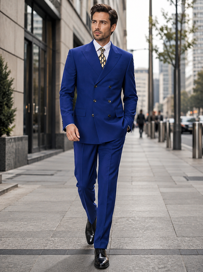 3 Piece Classic Fit Suit Double Breasted Suits Windowpane Plaid Suit Classic Fit, Sharp Cut, 6 Buttons