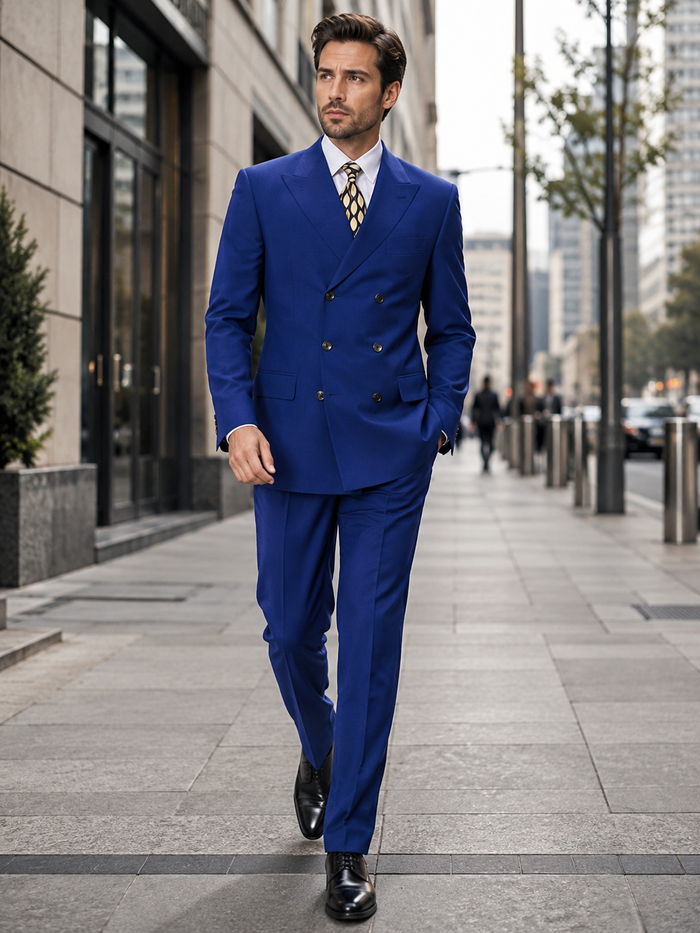 3 Piece Classic Fit Suit Double Breasted Suits Windowpane Plaid Suit Classic Fit, Sharp Cut, 6 Buttons