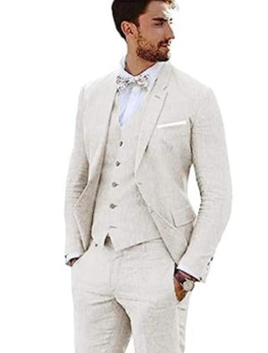 54 Linen Suit - Mens Summer Suits Ivory Color - Beach Wedding 54 Linen Suit - Mens Summer Suits Ivory Color - Beach Wedding