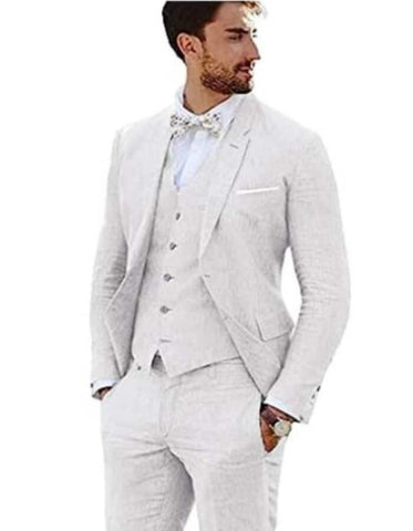 Linen Suit - Mens Summer Suits White Color - Beach Wedding