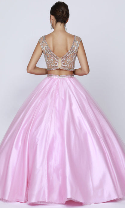 Juliet 338 Beaded Illusion Bateau Satin Ball Dress