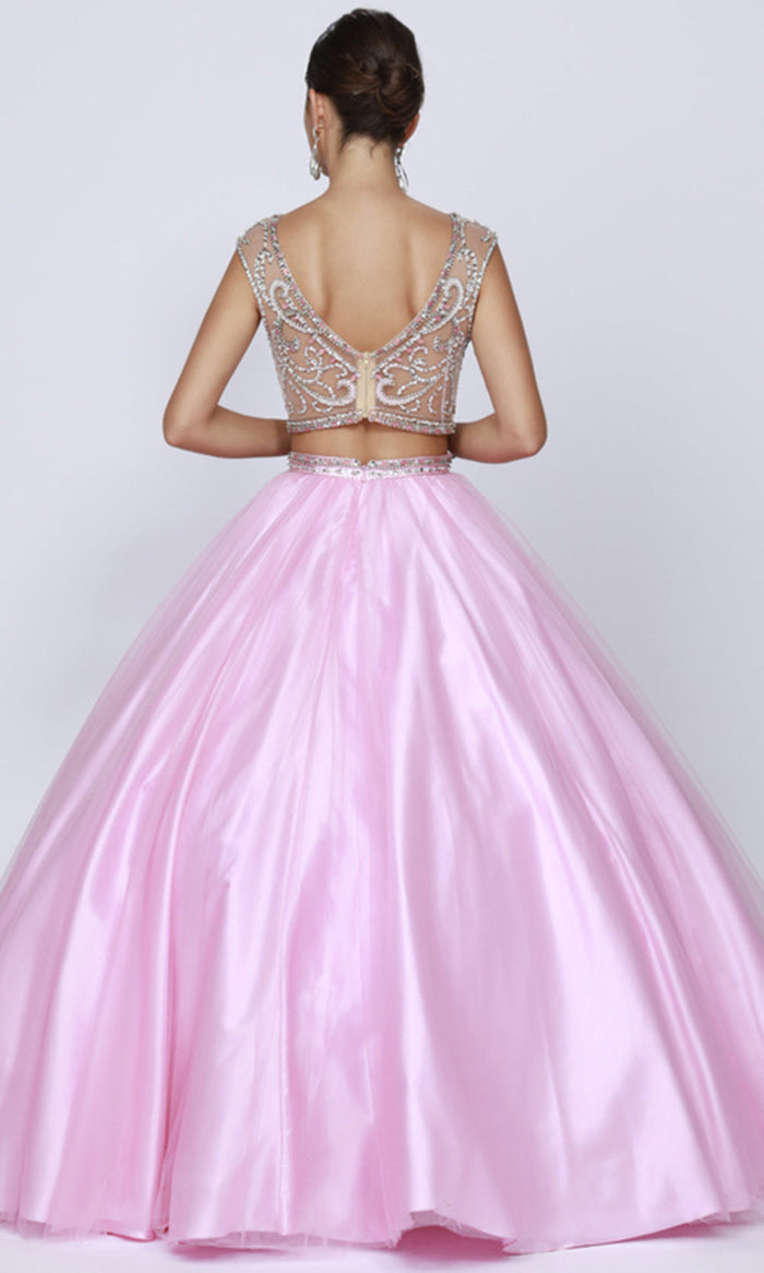 Juliet 338 Beaded Illusion Bateau Satin Ball Dress