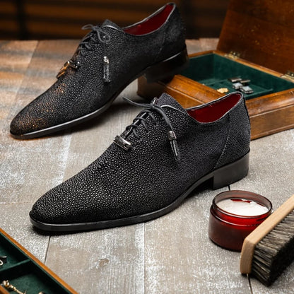 Marco Di Milano Rimini Black Genuine Stingray Exotic Lace-Up Dress Shoes - view 6