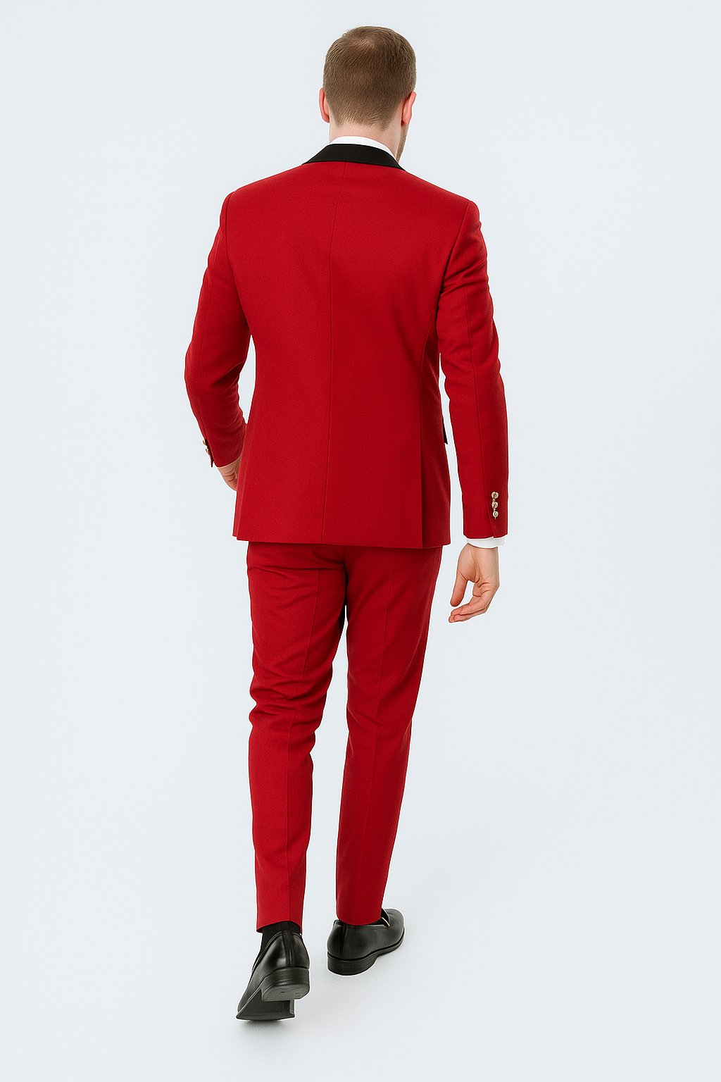 Red Double Breasted Tuxedo with Velvet Peak Lapel - Wedding - Prom Red Tuxedos for Prom