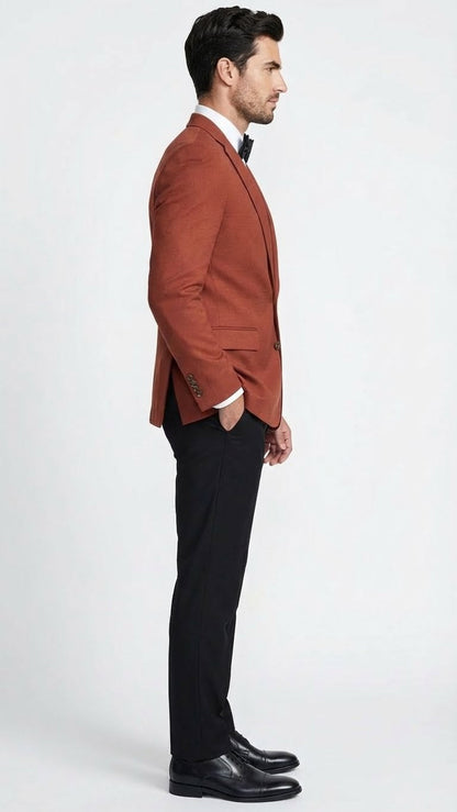 Mens Brick Copper Rust Color  Blazer  Slim Fit Formal and Party Wear Jacket in Burnt Orange Sport Coat