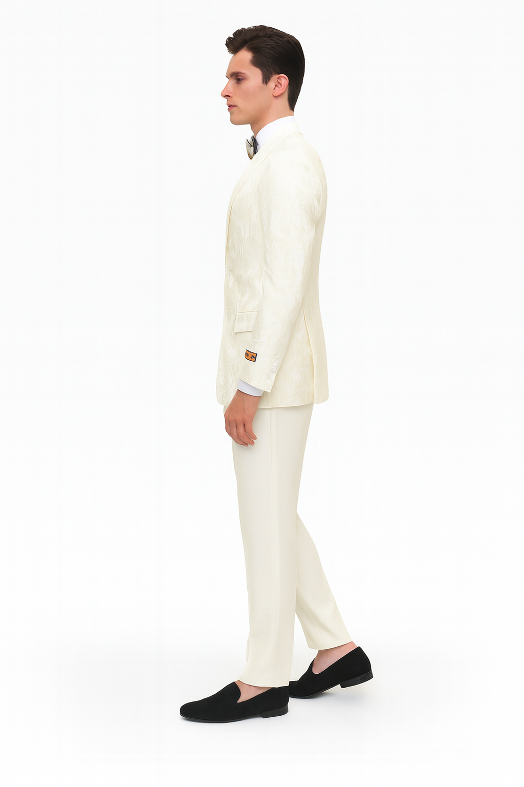 Mens Ivory Floral Embroidered Tuxedo Jacket  Elegant Wedding and Party Blazer in Cream Color With Ivory Pants