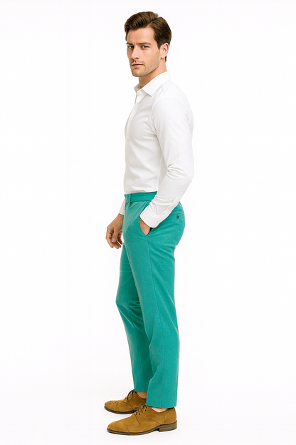 Mens Aqua Dress Pants  Slim Fit Stylish Formal Trousers for Parties and Casual Wear in Turqoise Color