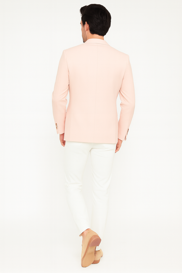 Mens Blush Pink Slim Fit Blazer  Stylish Two-Button Sport Coat with Notch Lapel